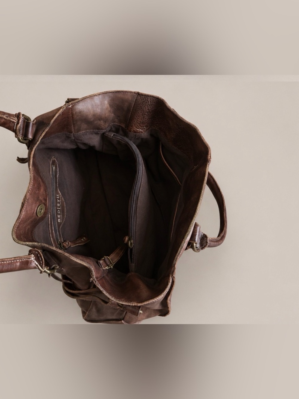 Bed Stu Tote Bag Distressed Dark Brown Leather Weekender Perfect Condition # 2 - Picture 13 of 16
